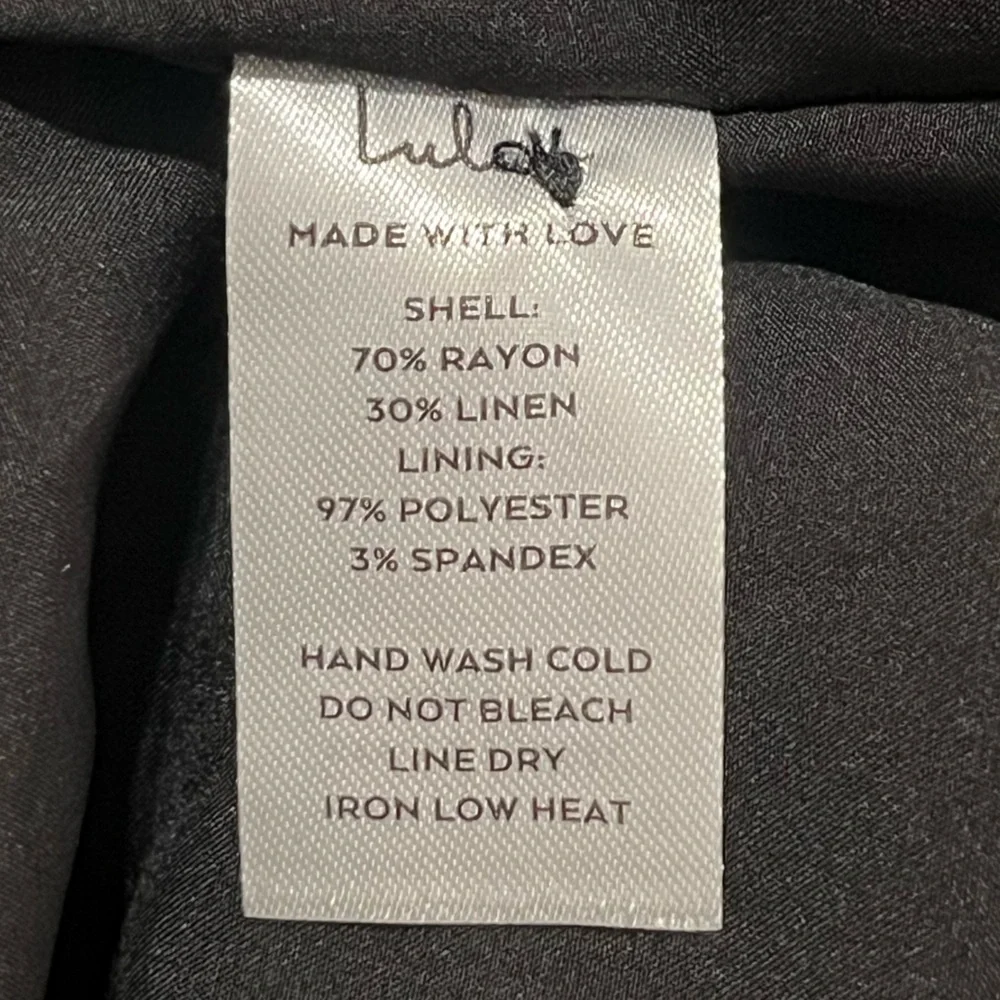 LULUS Dress Womens Medium Black Linen Blend Roman Reverie Halter Mini Ruffle New - Picture 8 of 10